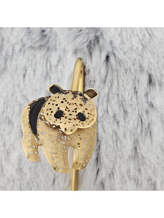 Unbranded Jewelry - Vintage Panda Stick Pin Gold Tone Enamel Hat Lapel Pin Animal Brooch Taiwan